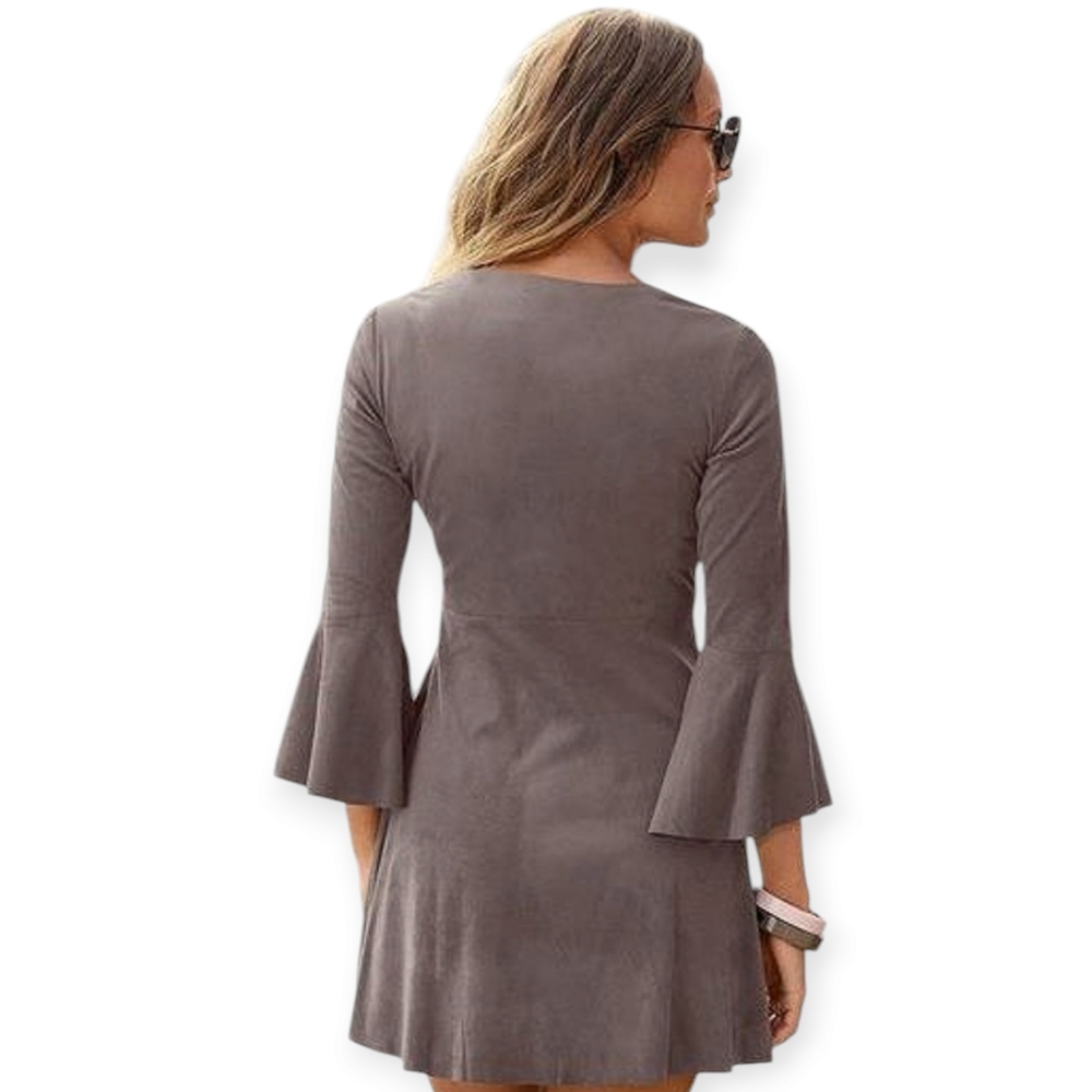 Lasacana Suede Flare Dress Women's Size 12 - Picture 3 of 8